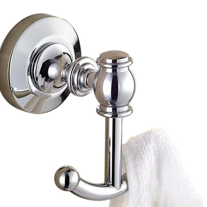 Solid Brass Bathroom Wall Hook – Chrome Finish Robe & Towel Hanger