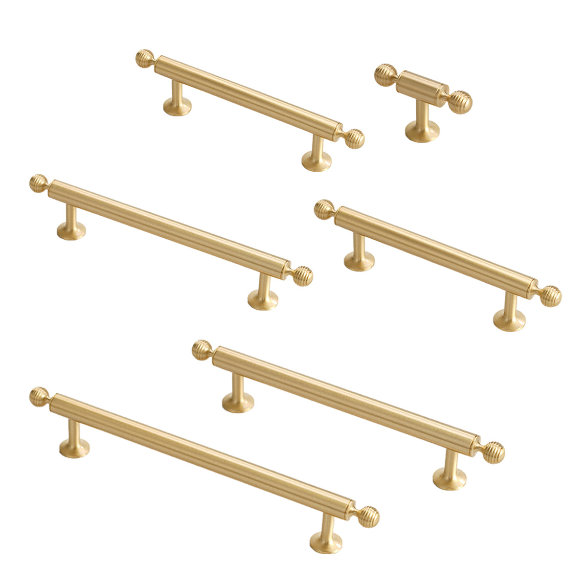 Brushed Brass Cabinet Handles – Modern Knob End Design for Drawers & Cabinets