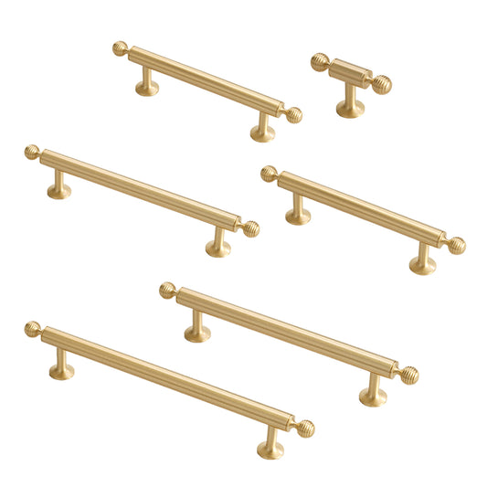 Brushed Brass Cabinet Handles – Modern Knob End Design for Drawers & Cabinets