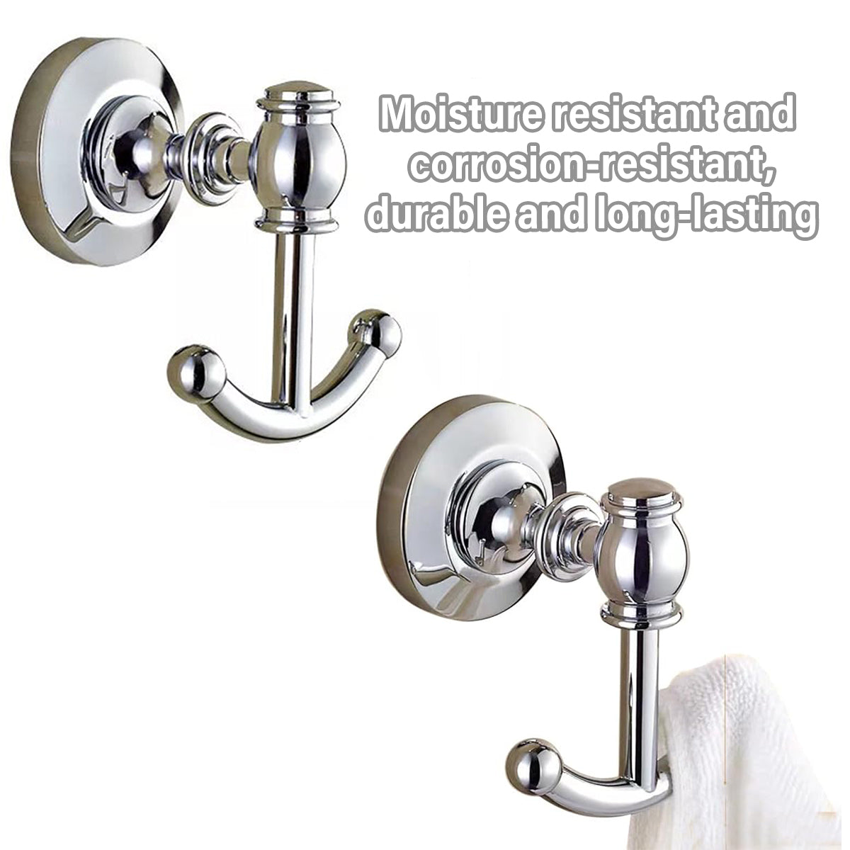 Solid Brass Bathroom Wall Hook – Chrome Finish Robe & Towel Hanger