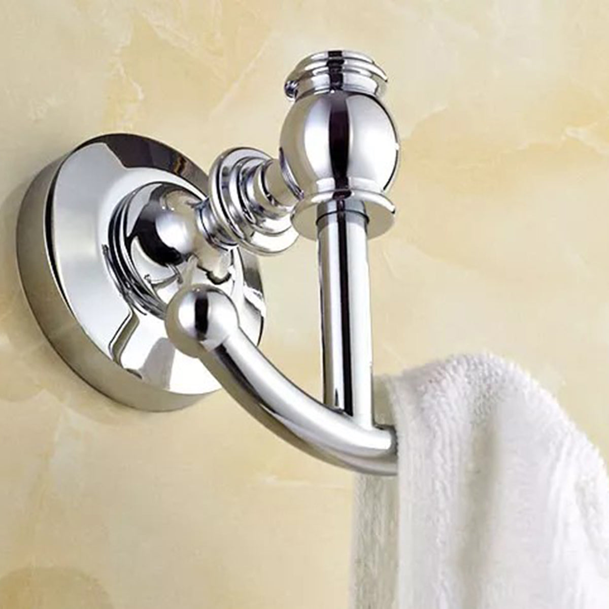 Solid Brass Bathroom Wall Hook – Chrome Finish Robe & Towel Hanger