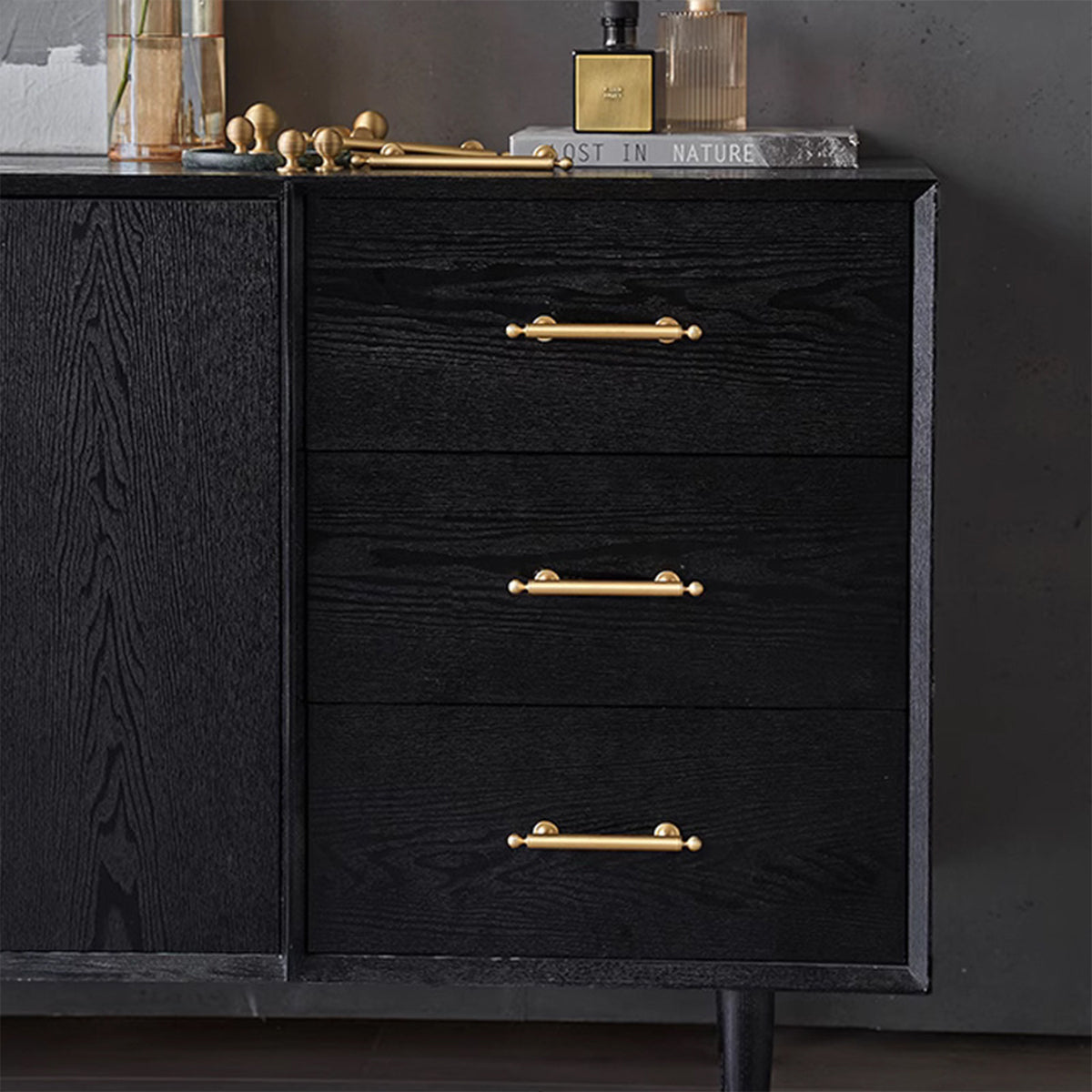 Brushed Brass Cabinet Handles – Modern Knob End Design for Drawers & Cabinets