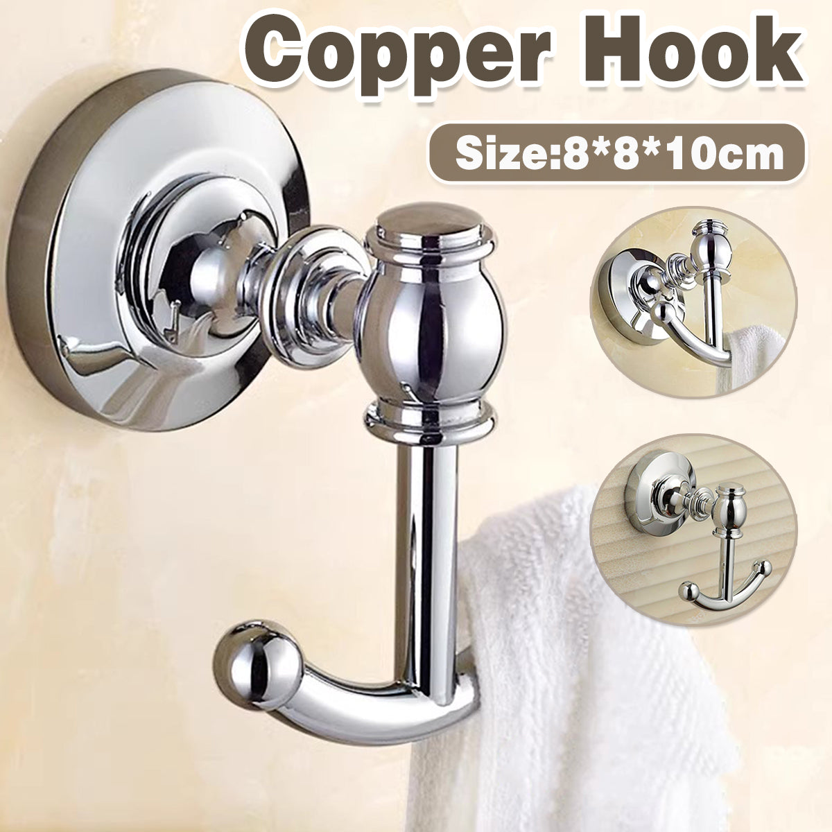 Solid Brass Bathroom Wall Hook – Chrome Finish Robe & Towel Hanger