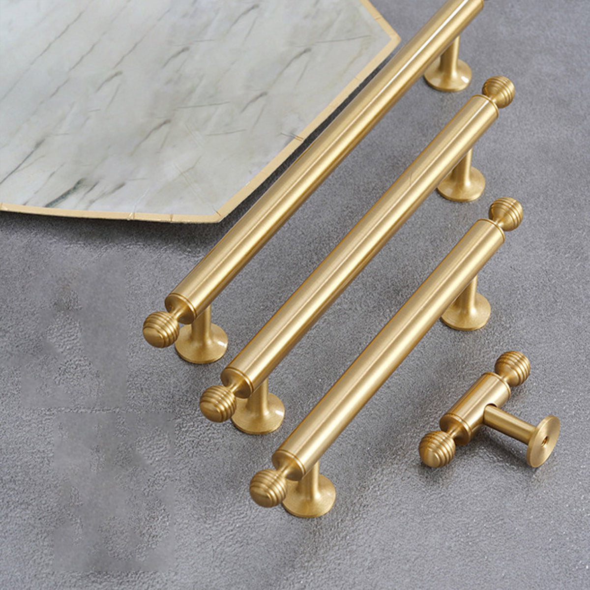 Brushed Brass Cabinet Handles – Modern Knob End Design for Drawers & Cabinets