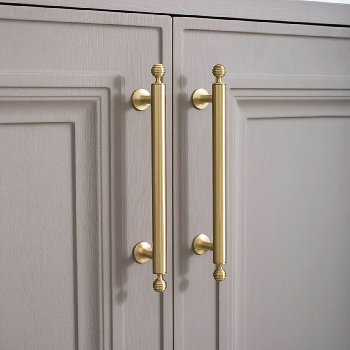 Brushed Brass Cabinet Handles – Modern Knob End Design for Drawers & Cabinets