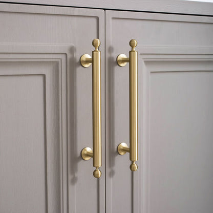 Brushed Brass Cabinet Handles – Modern Knob End Design for Drawers & Cabinets