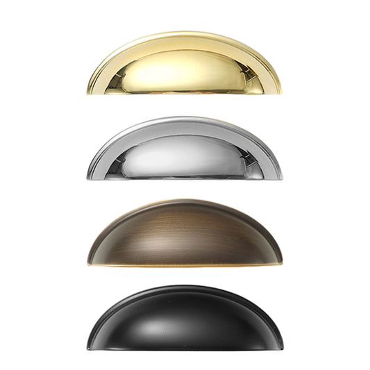 Half Round Brass Cup Pull Handles – Vintage Shell Cabinet Drawer Knobs