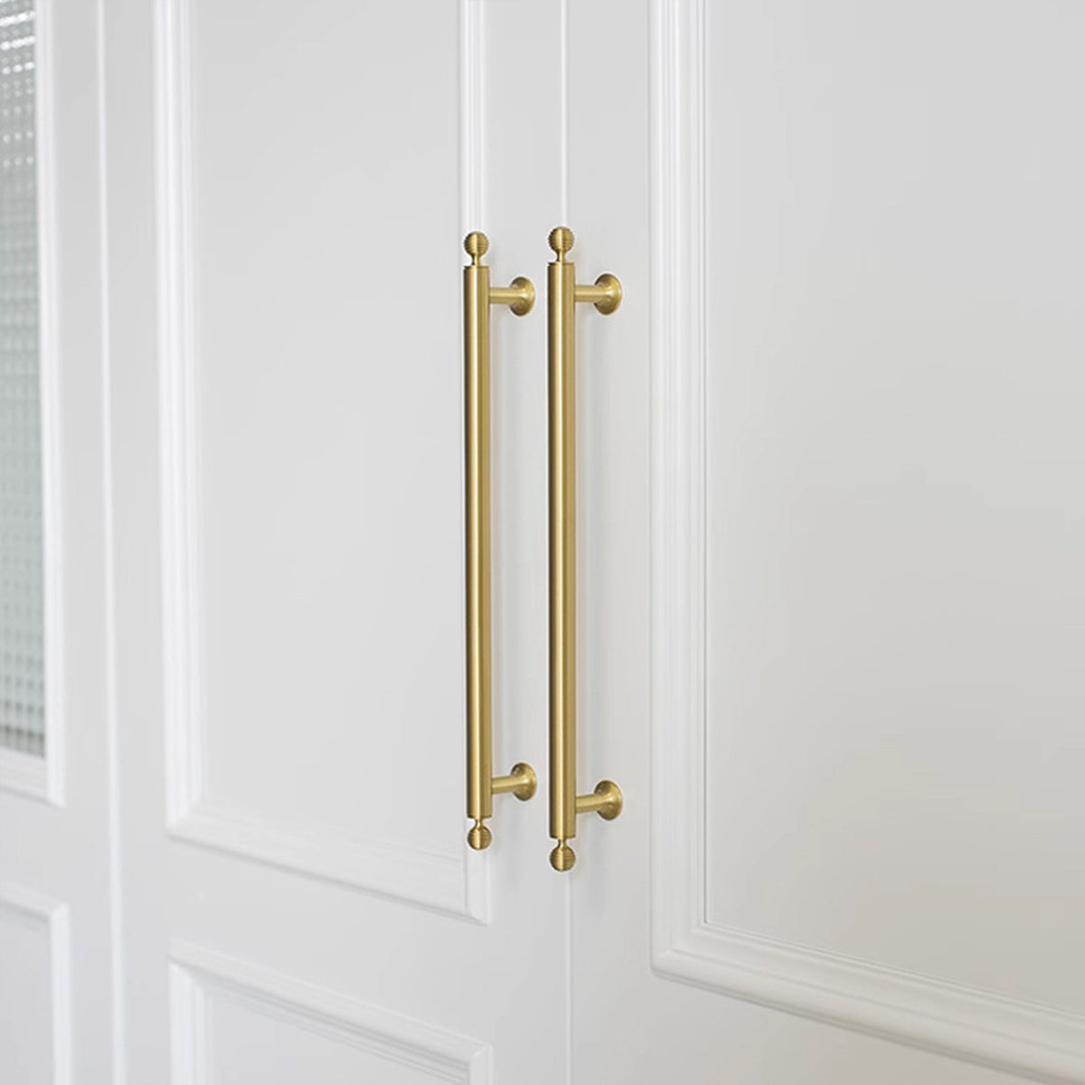 Brushed Brass Cabinet Handles – Modern Knob End Design for Drawers & Cabinets