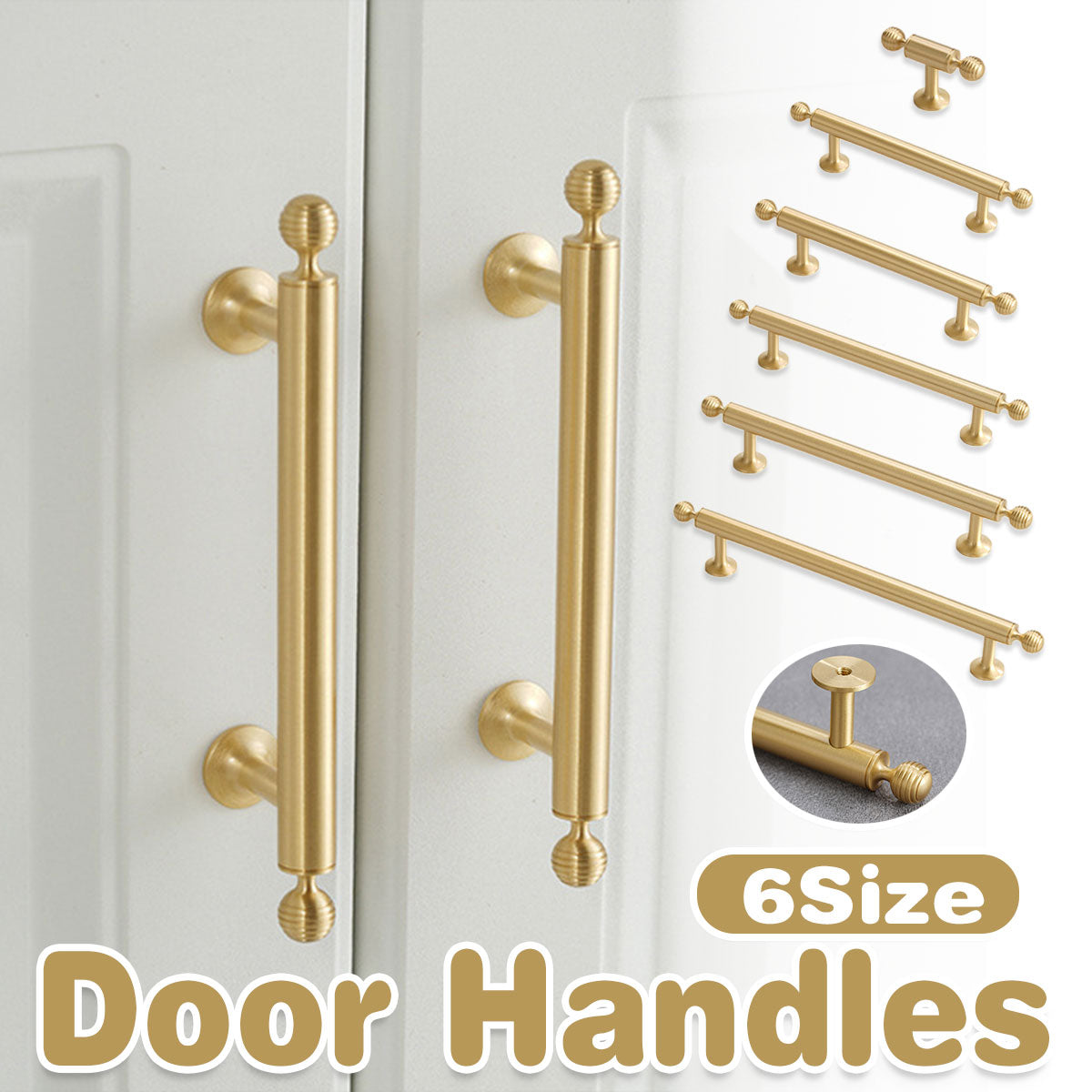 Brushed Brass Cabinet Handles – Modern Knob End Design for Drawers & Cabinets