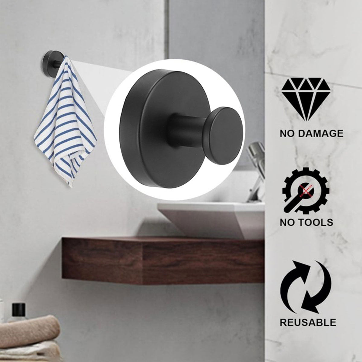 Stainless Steel Bathroom Towel Hooks – Wall Mounted Hooks